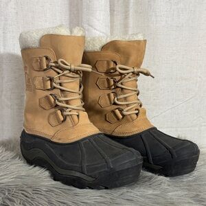 Sorel Badger II Tan and Black Waterproof Winter Boots with Wool Felt Inserts